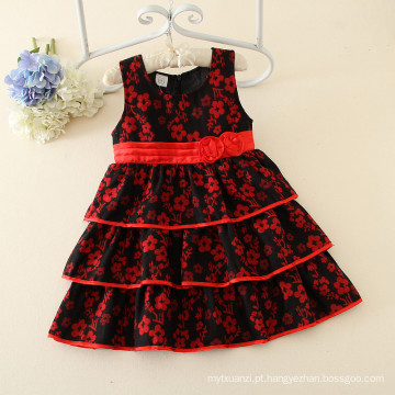 Padrão de flor de ameixa preço atacadista meninas plissado vestidos de festa para meninas de 10 anos kid party dresses